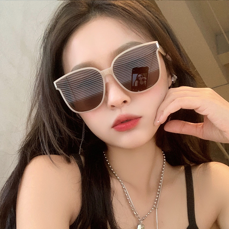 茶色圆脸墨镜女2023新款高级感大脸显瘦防晒偏光开车专用太阳眼镜