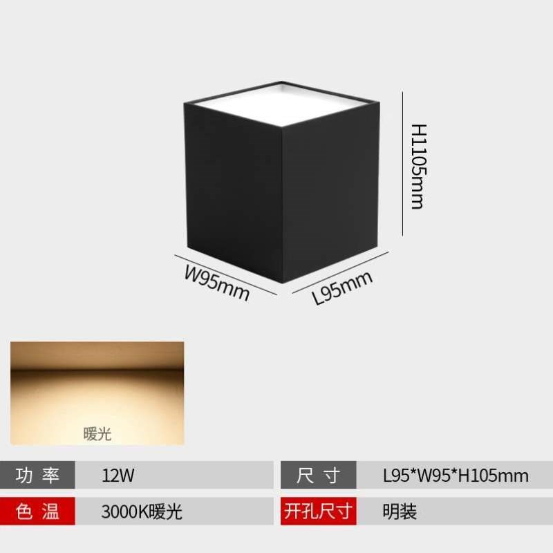 客厅射灯极家用花灯筒灯明装道天北欧无主灯斗胆灯方形简过吸顶款