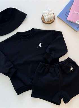 张闹闹韩版男g女童运动套装春夏装2024宝宝洋气儿童卫衣短裤两件