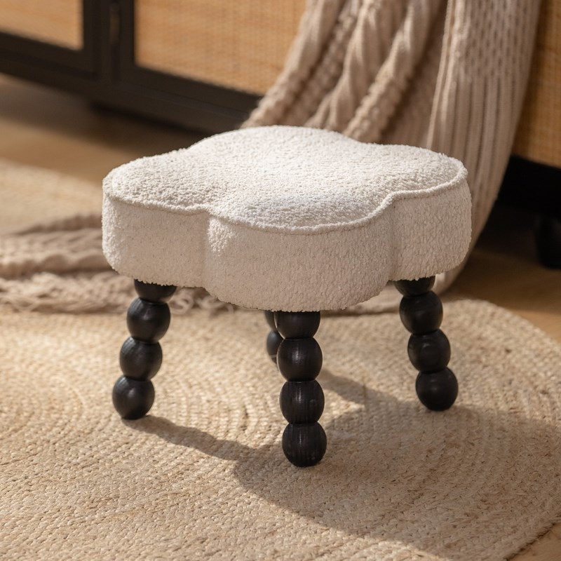 云朵矮凳奶油风换鞋凳儿童休闲凳民宿侘寂风小凳子茶几客厅实木脚