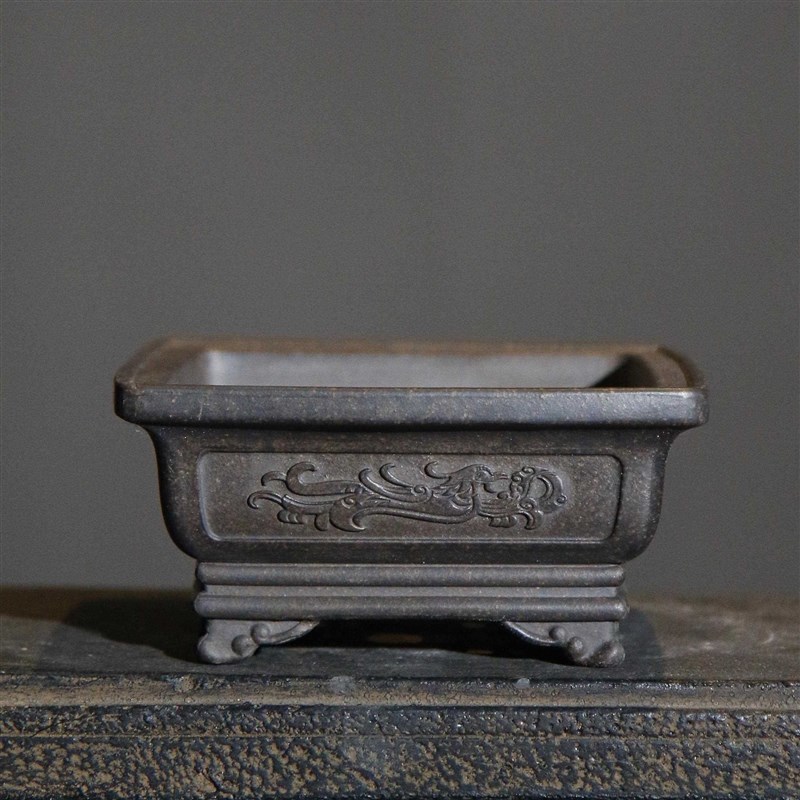 紫砂花盆陶瓷盆景盆菖蒲盆四z方形正方形刻绘古典桌面仿古新品