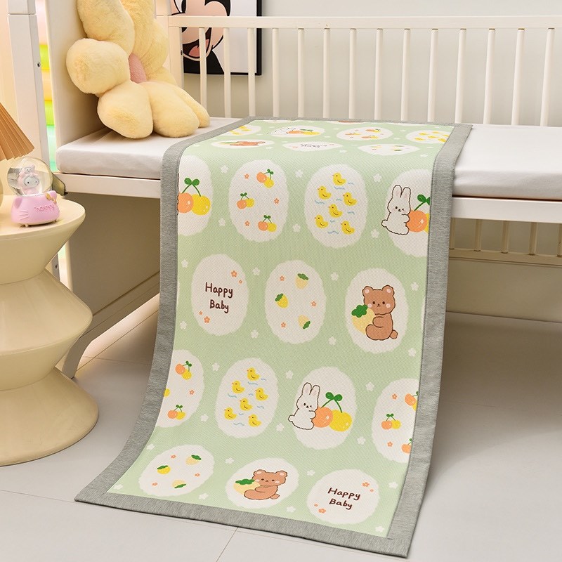 A类宝宝幼儿园冰丝凉席婴儿拼接床软席儿童夏季冰藤席透气可水洗