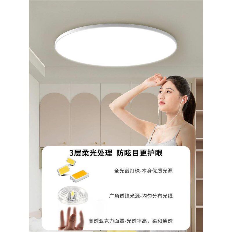 超薄led吸顶灯圆形防水阳台厨房卫生间卧室灯浴室走廊过道灯2419