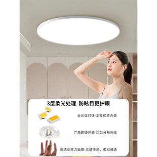 超薄led吸顶灯圆形防水阳台厨房卫生间卧室灯浴室走廊过道灯2419