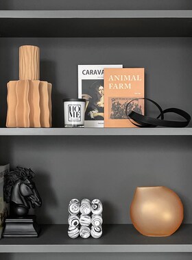 现代样板房软装高级感摆件轻奢装饰桌面书柜树脂玻璃工艺品ZH3701