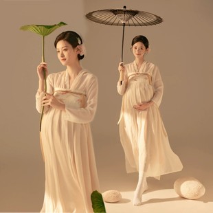 影樓孕媽咪新中式 溫柔孕婦照在家拍仙氣漢 國風新m款 孕婦拍照服裝