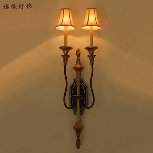 美式壁灯客厅背景墙免接线充电酒店别墅楼梯过道工程长复古大壁灯