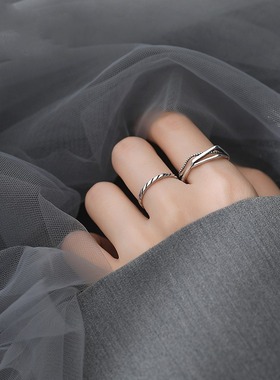 开口可调节戒指女冷淡风小众时尚食指戒港风气质高级感不掉色指环