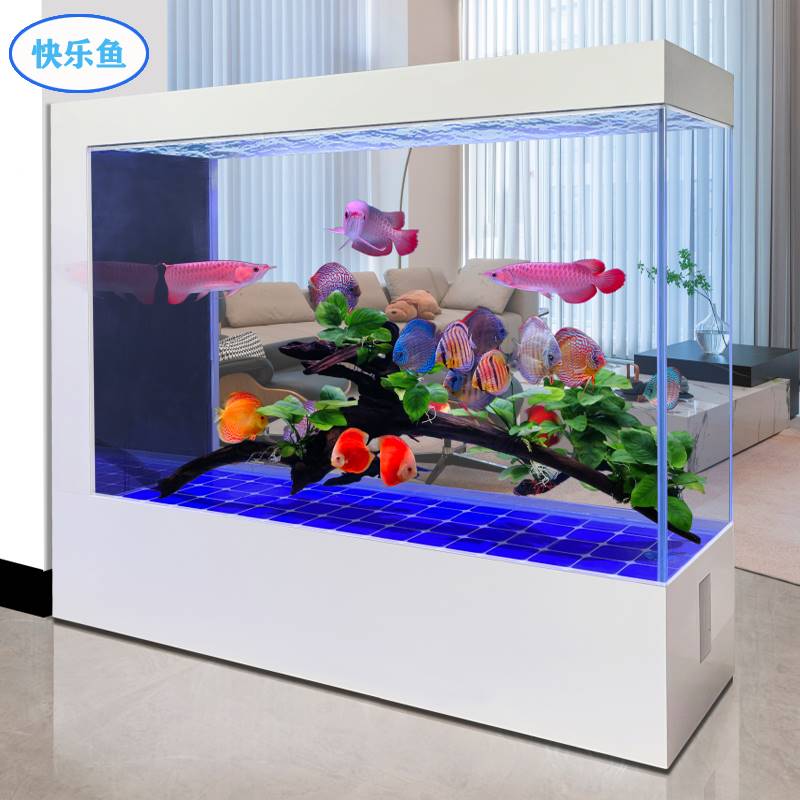 超白玻璃屏风隔断办公室靠墙一键排G水大型生态客厅落地家用鱼缸