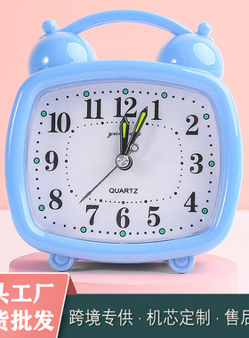 运兴 闹钟儿童电视造型时钟床头简约网红小闹铃书桌座钟跳秒