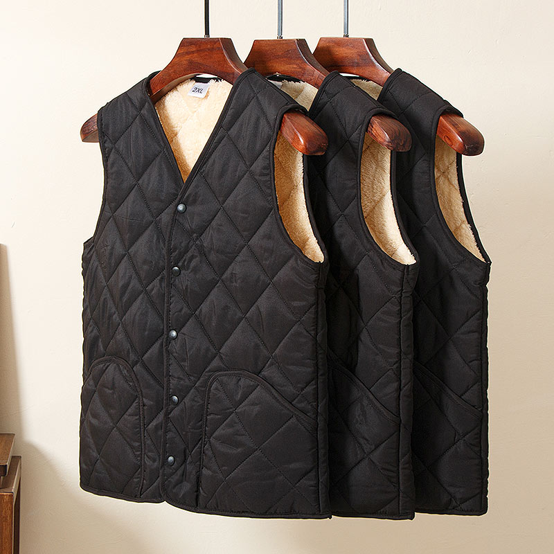 冬季老人男马甲加绒加厚背心爸爸坎肩中老年人马夹爷爷装保暖上衣