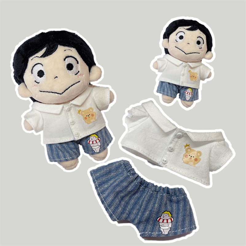 肥仔手作10cm棉花娃娃衬衫短裤娃衣套装10里面棉花玩偶上衣娃衣