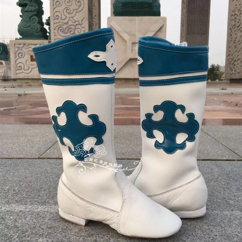 蒙古舞蹈靴女软底鞋子表演民族皮舞靴高筒马靴儿童演出靴子新品