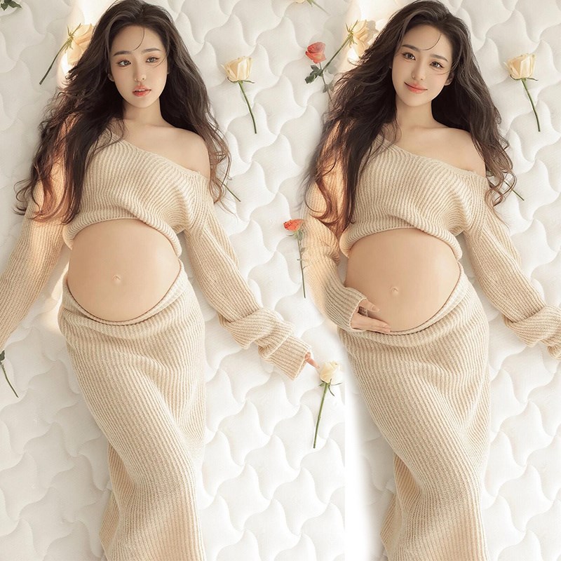 影楼夏季新款孕妇拍照服装小清新纯欲风甜美孕妈咪大肚照写真服装