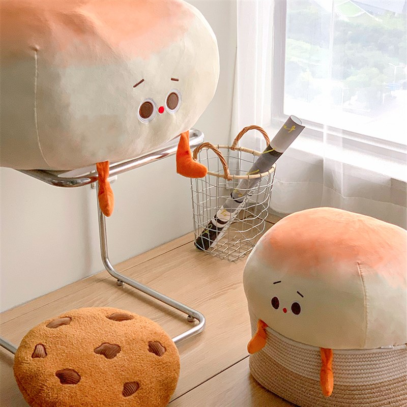 嗷呜一口馒头~创意柔q软小馒头抱枕可爱毛绒玩具客厅沙发靠枕玩偶