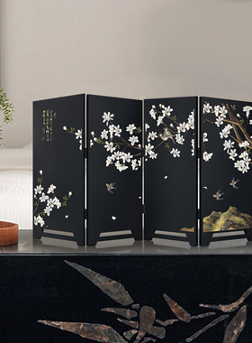 中古风桌面装饰品电视柜斗柜餐边柜创意复古摆件四联小屏风摆台画