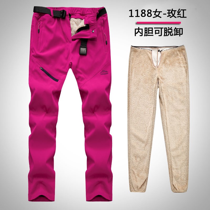 户外冲锋裤男女秋冬季加绒加厚可拆卸内胆滑雪裤防风防水登山裤子