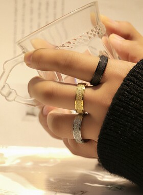 大码戒指女大号胖子超大磨砂胖手加肥加大情侣适合手粗的食指指环