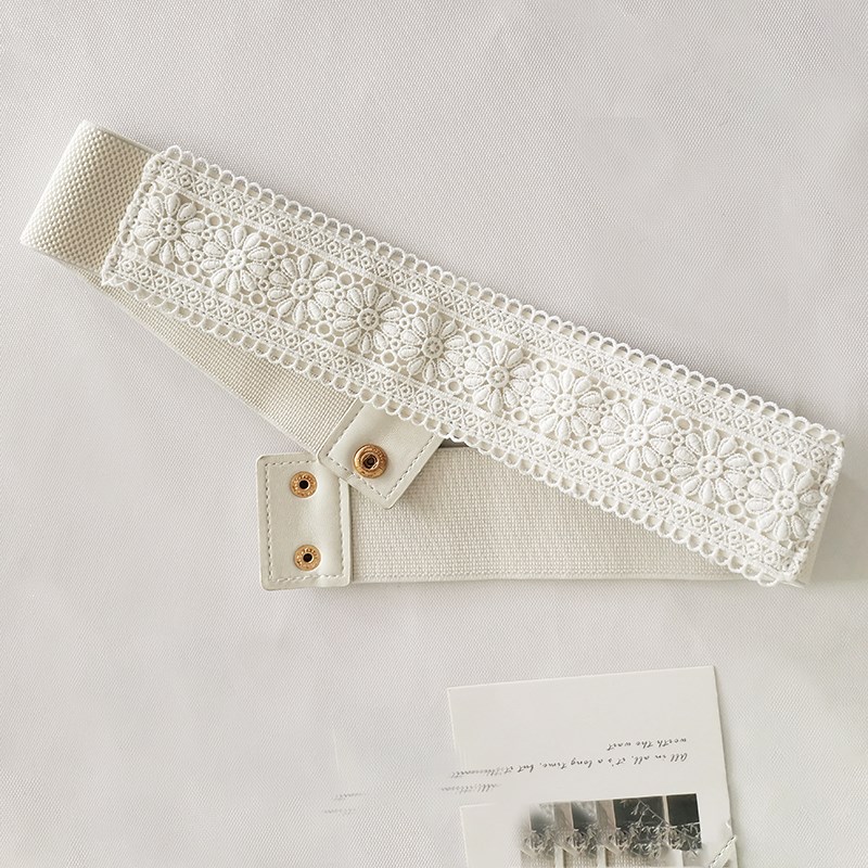 西装腰带女装饰黑色配裙腰封束腰松紧花边蕾丝大衣收腰皮带百搭