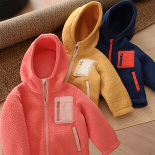 针织内里 儿童j摇粒绒连帽外套 男童女童保暖上衣 冬款 童装