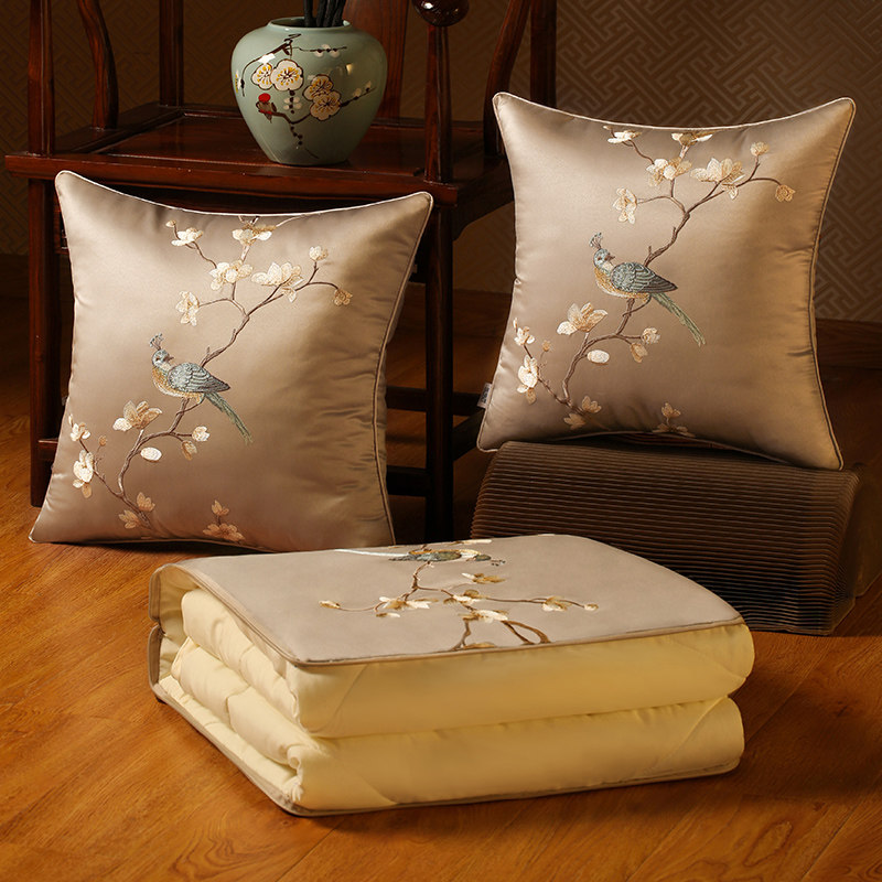 新中式刺绣抱枕被子两用抱枕被子午睡两用折叠Q靠枕头被空调小被,居家布艺,抱枕被,淘宝优惠券,粉丝福利购,淘宝优惠卷