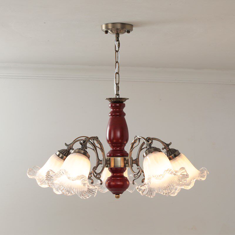 法式玻璃客厅卧室餐厅欧式中古实木吊灯美式乡村复古田园吸顶灯具