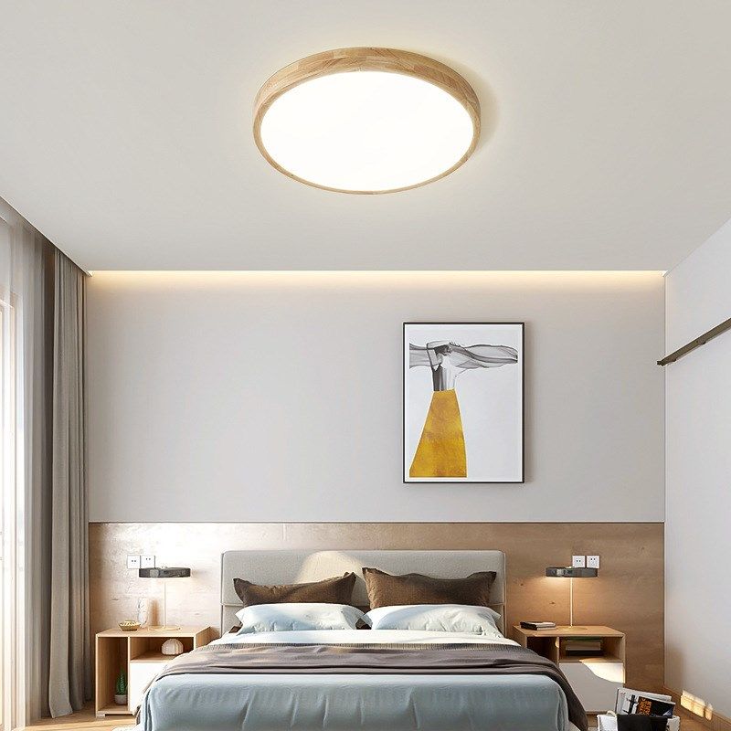 卧室吸顶灯北欧超薄现代简约日式主卧G房间灯创意原木led书房灯