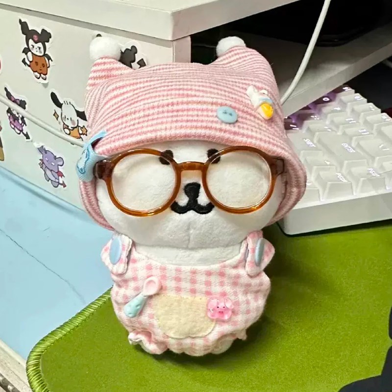 自嘲熊娃衣10cm可爱背带裤套装帽子13厘米棉花娃娃海星体玩偶衣服