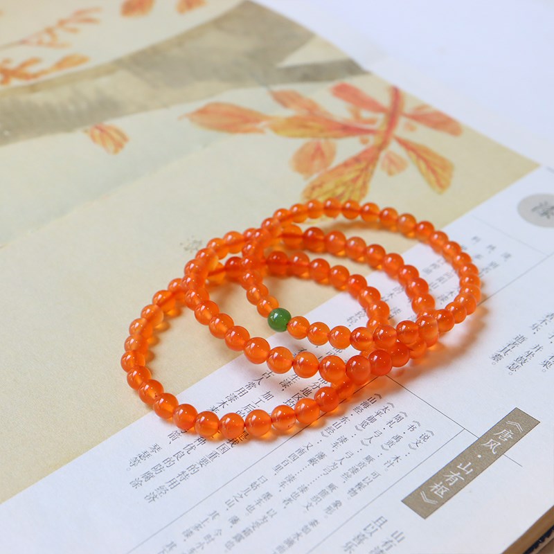 黄皮显白 高荧光珠宝感天然保山河湾冰红单圈手串链5mm轻奢女款