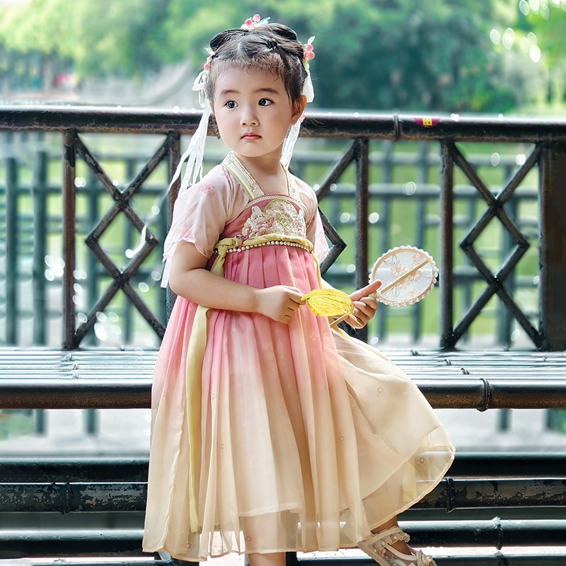 女童汉服夏季2i024新款儿童古风超仙国风公主连衣裙女宝宝古装襦