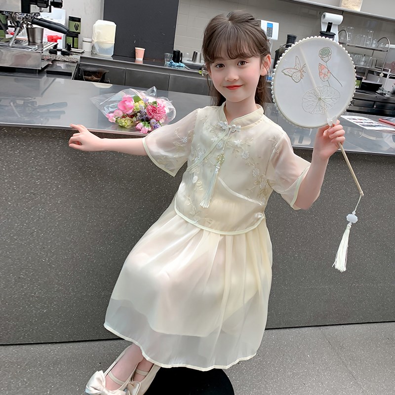 女童汉服连衣裙2024夏季新款儿童国风中式洋气R公T主裙夏装女孩裙