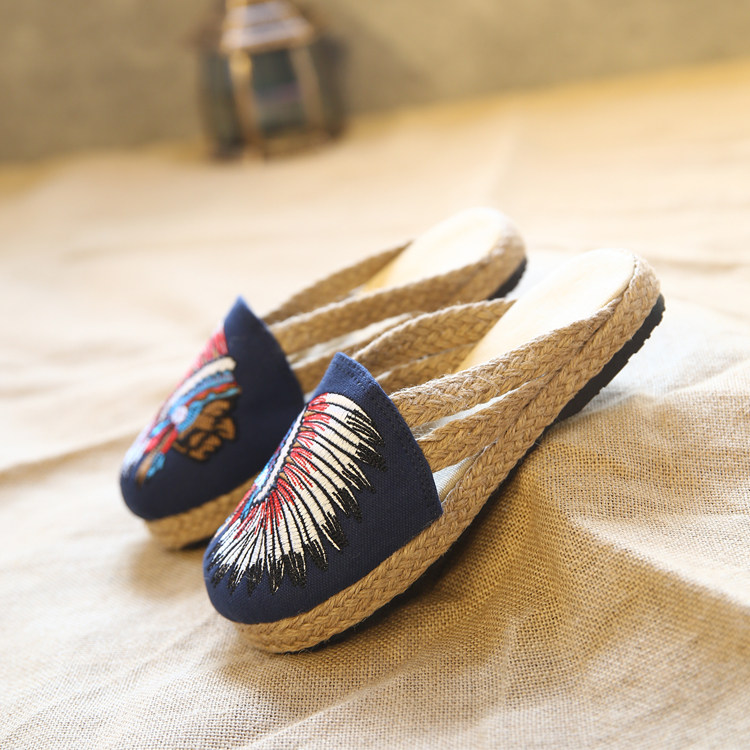 新款文艺风棉麻民族风室内外拖鞋麻I边厚底防滑特色绣花拖鞋,居家布艺,居家亚麻拖鞋,淘宝优惠券,粉丝福利购,淘宝优惠卷