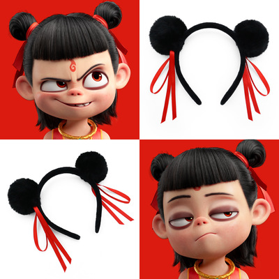 NeZha哪吒之魔童闹海cosplay丸子头发箍Ne Zha乾坤圈服饰道具