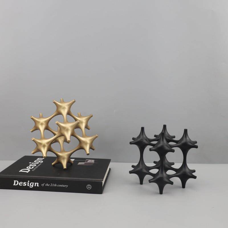 现代简约几何艺术镂空魔方金属雕塑摆件客厅玄关酒店软装家居饰品