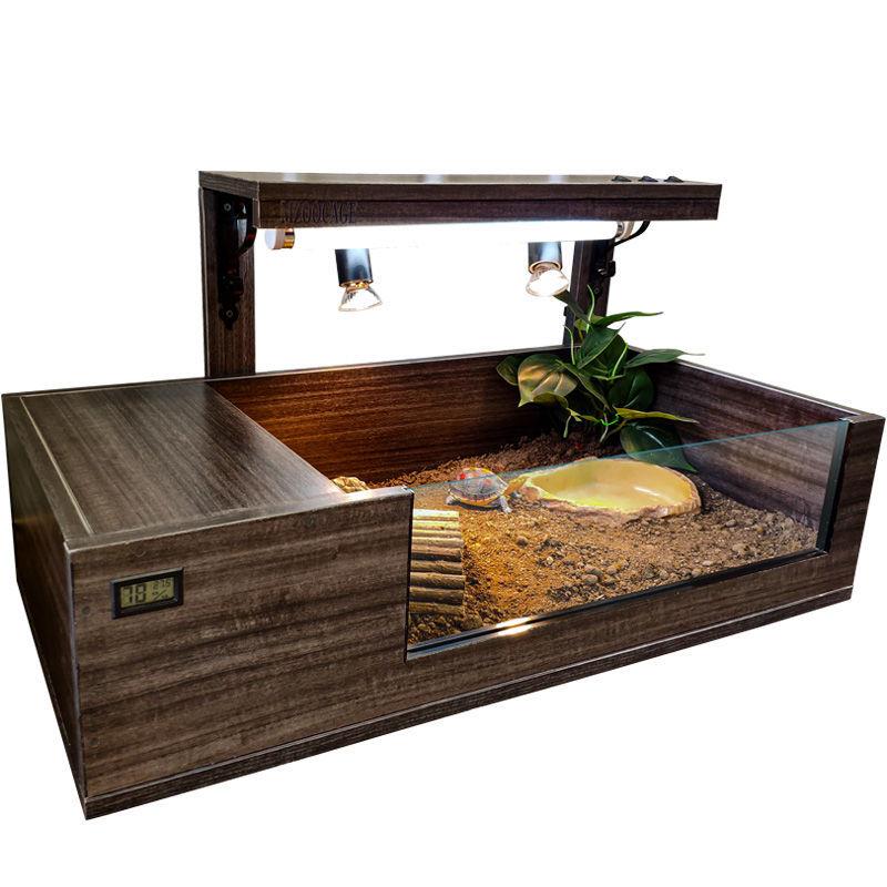 MDF黄缘半水龟饲养箱宠物陆龟箱开放爬箱敞开露天保温景观箱套装