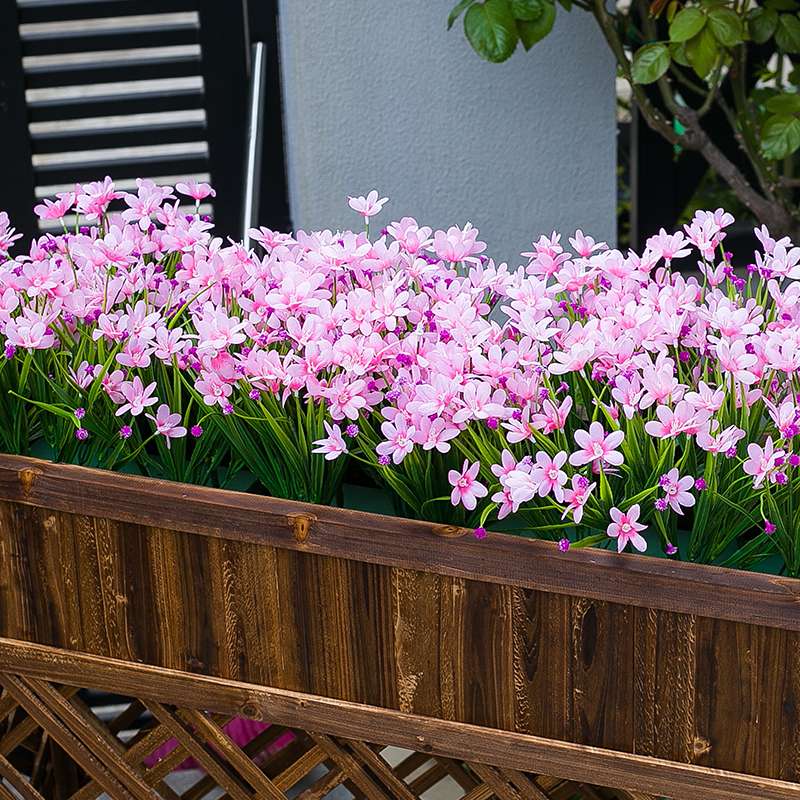 户外假花绢花塑料花绿植小草花箱花槽长条栅栏花插花装饰餐厅隔断