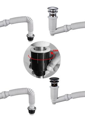 HIDEEP下水器提篮铜弹跳式带溢水口哑白色陶瓷盆和玻璃盆共用