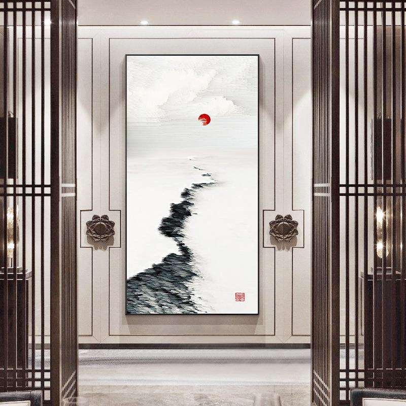 墨阳 新中式玄关装饰画水墨风景过道壁画别墅酒店墙画山水挂画