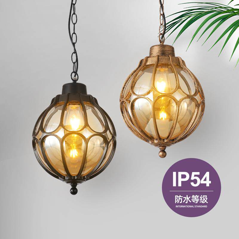 美式吊灯防水户外圆球庭院灯具走廊过道阳台灯室外别墅跨境花园