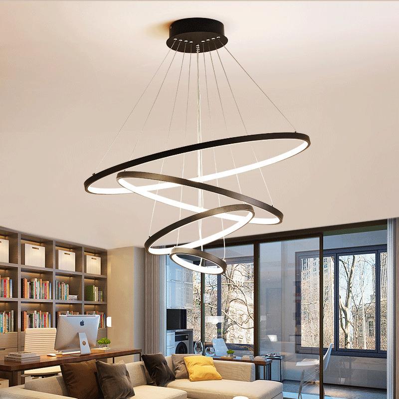 现代艺术led吊灯创意简约个性餐厅灯亚克力客厅卧室圆圈环形灯具