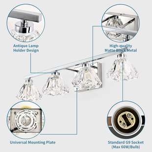 跨境现代简约水晶镜前灯卧室床头化妆浴室洗手间2头3头美式壁灯