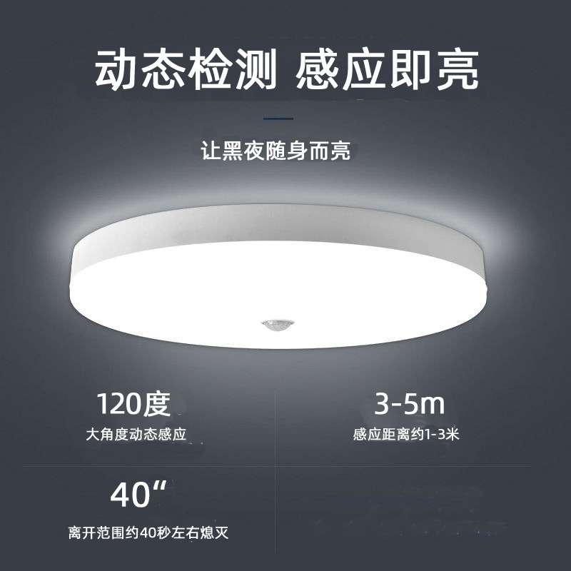 亚马逊货源led吸顶灯圆形人体感应浴室楼梯阳台吸顶灯 感应三防灯