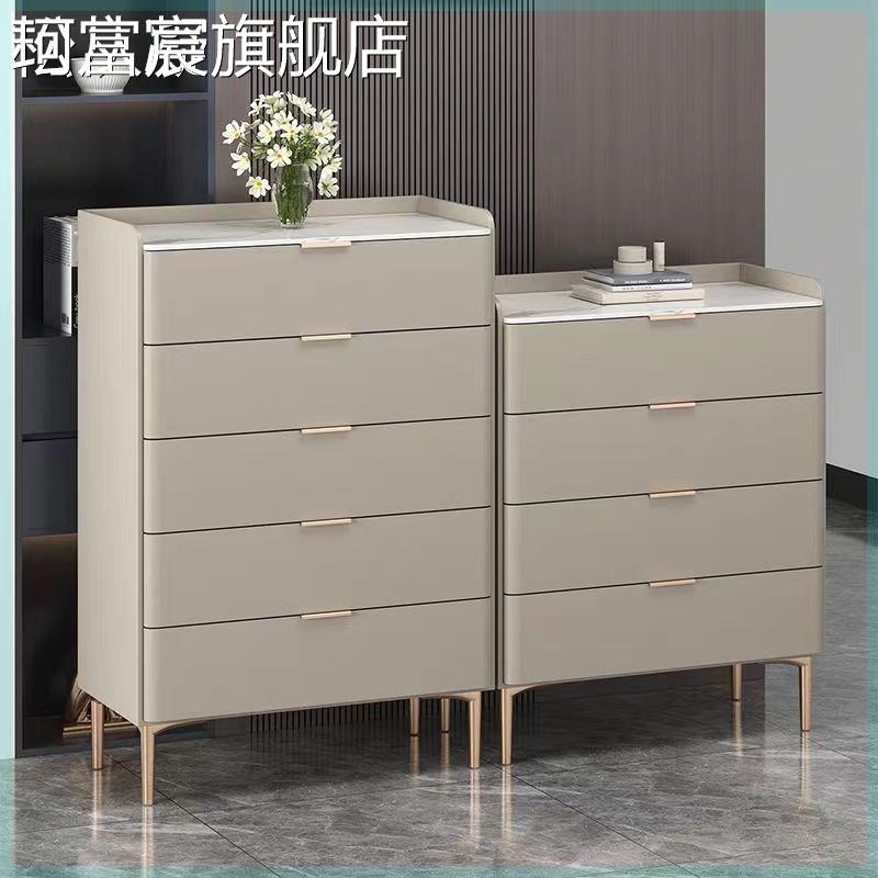 珂富宸卧室实木五斗 柜 意式轻奢高颜值客厅抽屉储物 柜 现代简约岩板收纳 柜摆件饰品垫垫