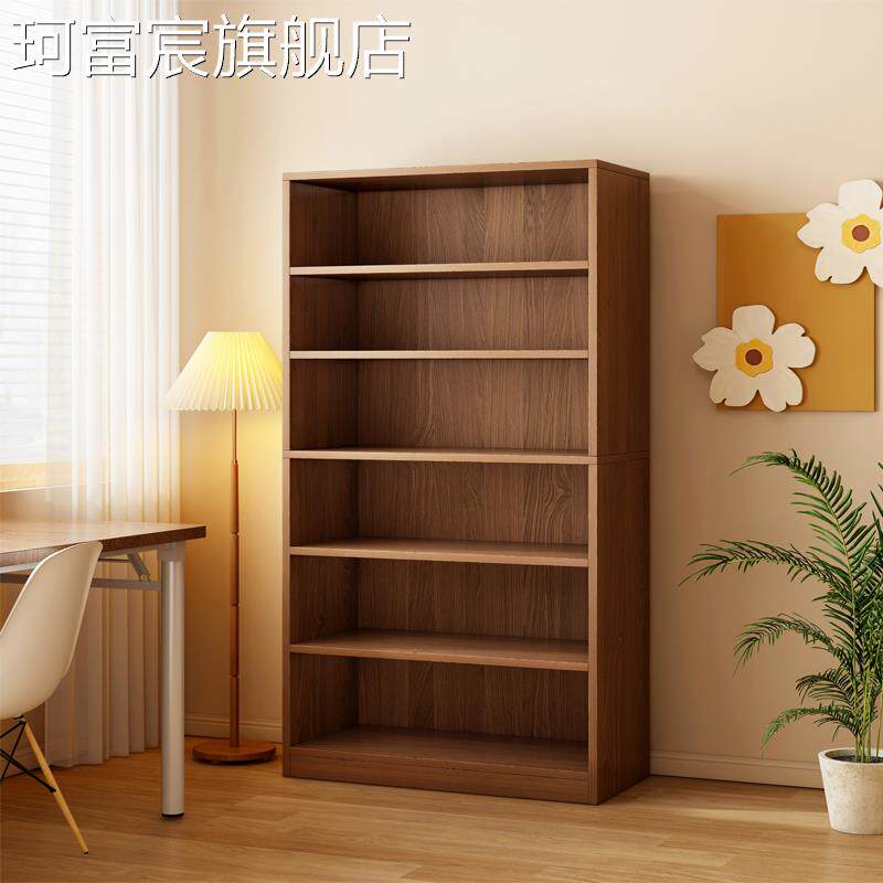 珂富宸实木书架客厅集成墙到天花板储物架学生家庭多层书柜简单储物柜摆件饰品垫垫盖布