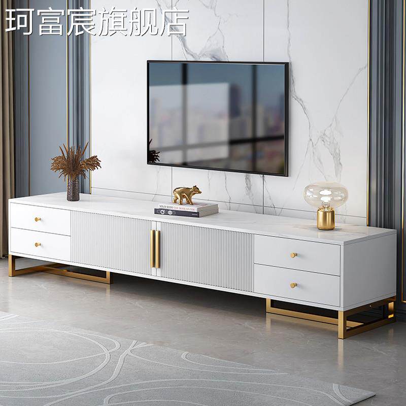 珂富宸电视柜茶几组合简约现代小户型客厅家用卧室轻奢高级白色电视机柜摆件饰品垫垫床笠拉车盖布