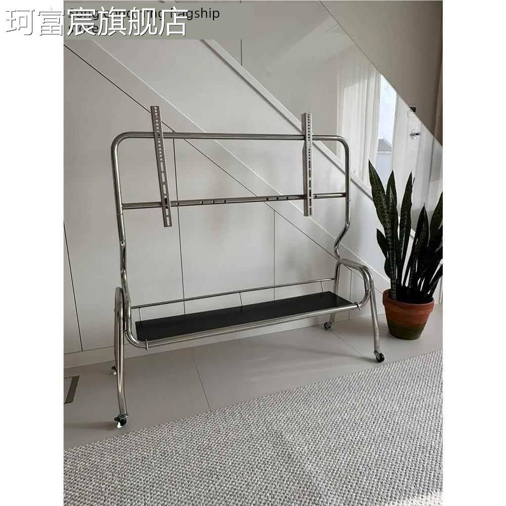 珂富宸计设师不锈钢电视 架 属带轮可移支动客厅家用64222显示器支金 架 挂摆件饰品