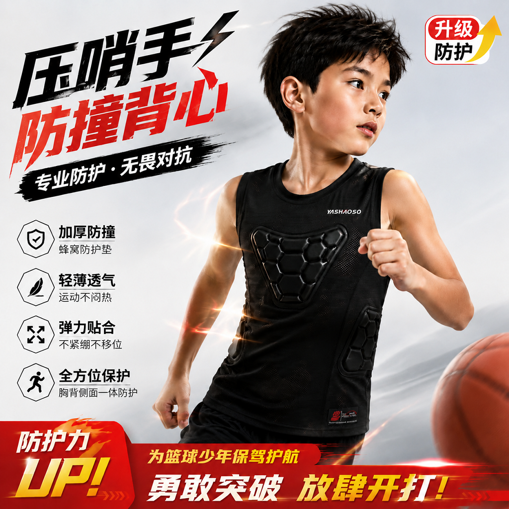 压哨手防撞背心青少年训练护具