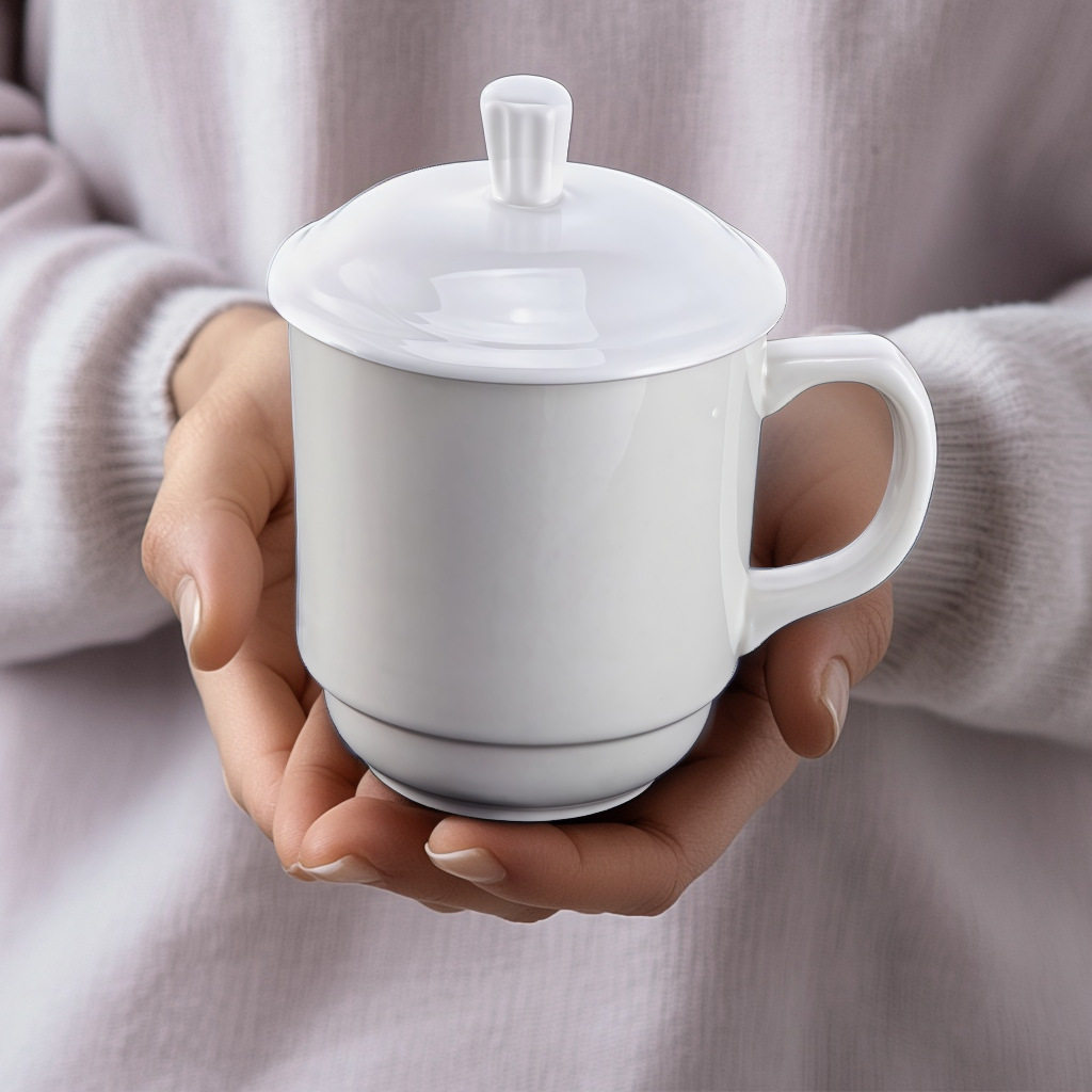 批发陶瓷杯子酒店客房白瓷中式餐具伴手礼带盖马克杯水杯保温茶杯,餐饮具,玻璃杯,淘宝优惠券,粉丝福利购,淘宝优惠卷