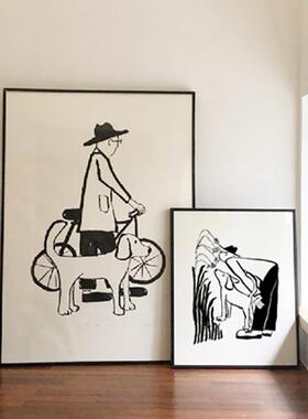 cat & dog可爱波普风我的恋人猫咪与狗抽象装饰画有趣艺术壁挂画