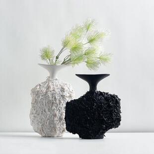 毛毛花器家居客厅玄关装饰品摆件样板间酒店干花瓶设计师艺术摆件